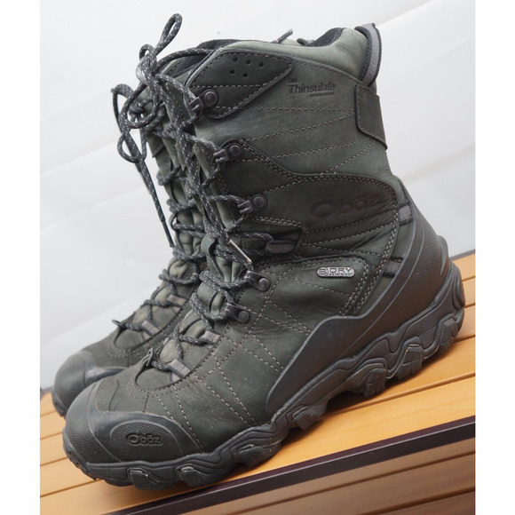 Oboz Bridger Boots Mens 10W Black Insulated Waterproof Backpacking Hiking 10" HI - Picture 1 of 11